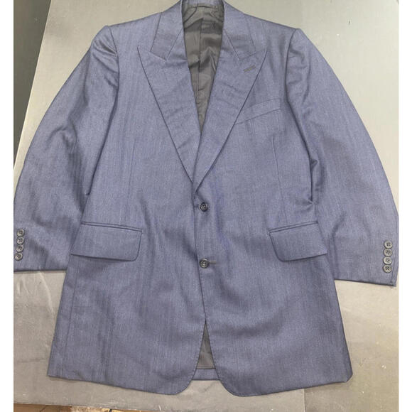LEONARD LOGSDAIL Vintage Bespoke New York Navy Blue 2 BTN Men Sport Coat Blazer - Picture 3 of 15